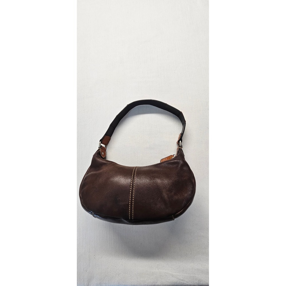 Vtg. Fossil LSU Tigers Brown Leather Hobo Shoulder Bag Collegiate Gear